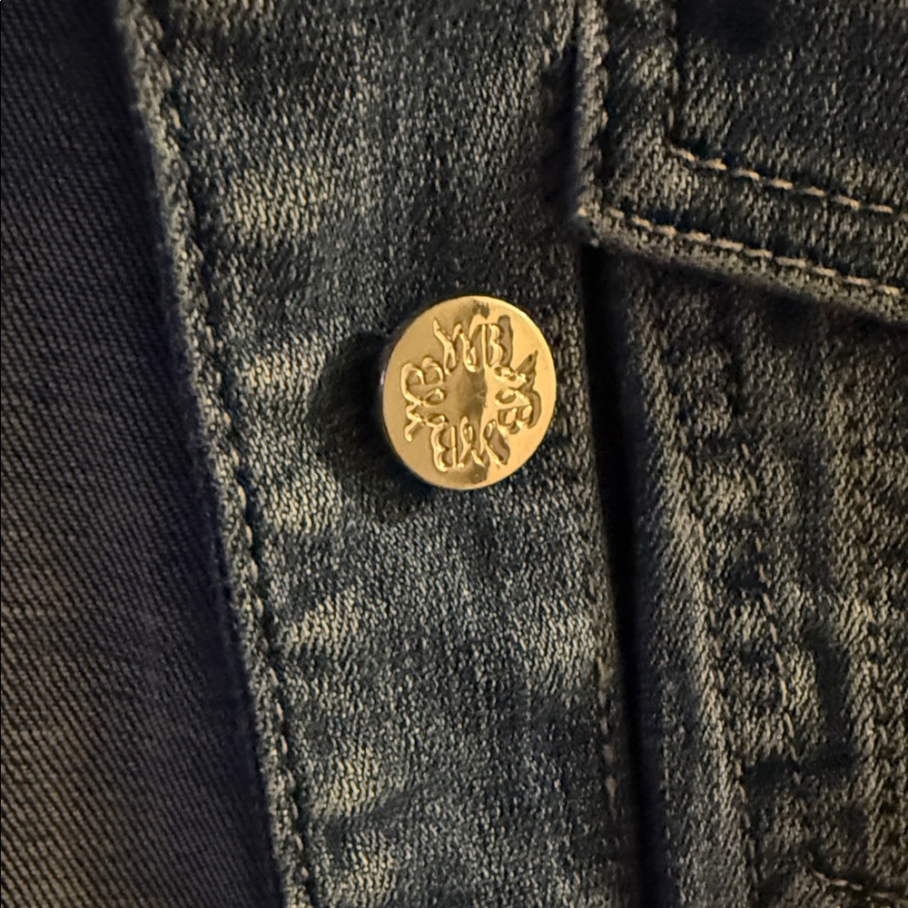 White House Black Market Blue Jean Jacket with Lace-Up Sides - Picture 3 of 5